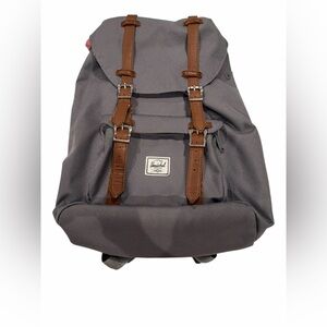 Herschel Supply Company Gray Backpack with Brown Leather Straps